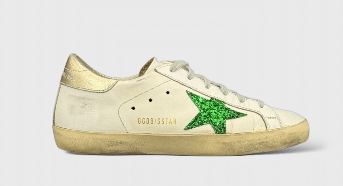 0000000557 Golden Goose Super Star Blanc/Or/Vert/Paillette 37
