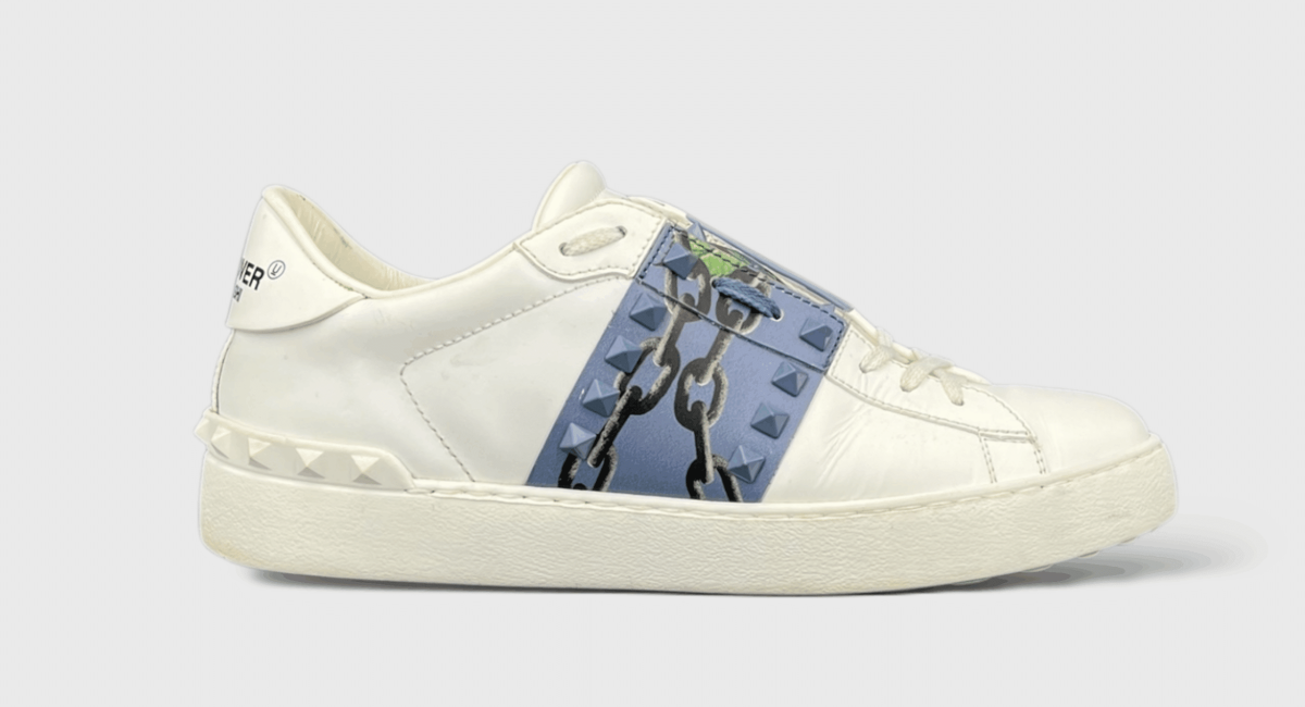 10499 Valentino Rockstud Blanche / Bande Bleu 40