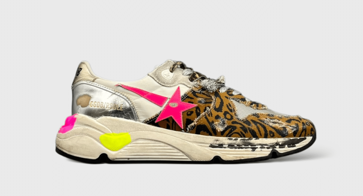9450 Golden Goose Running blanc/leopard/rose/argenté 37