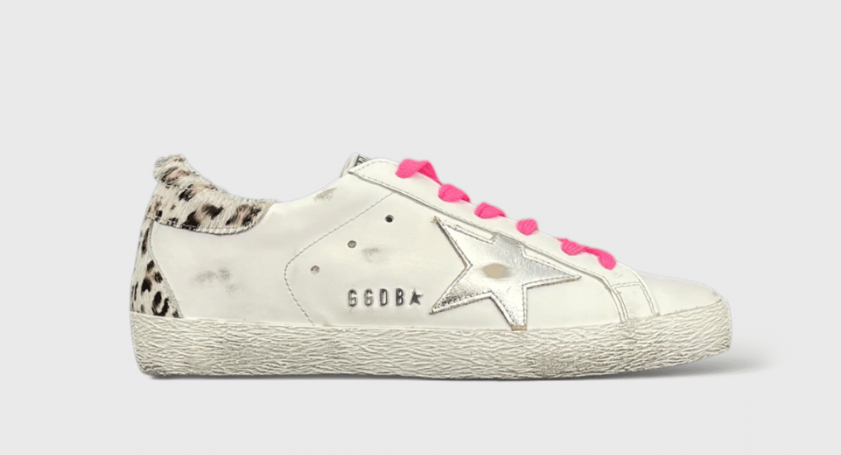 9454 Golden Goose Superstar Blanc/Léopard/Rose/Argenté 36