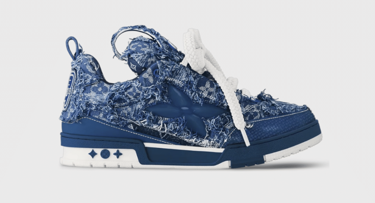 H23 Louis Vuitton Skate Bleu Denim Destroyed 40,5