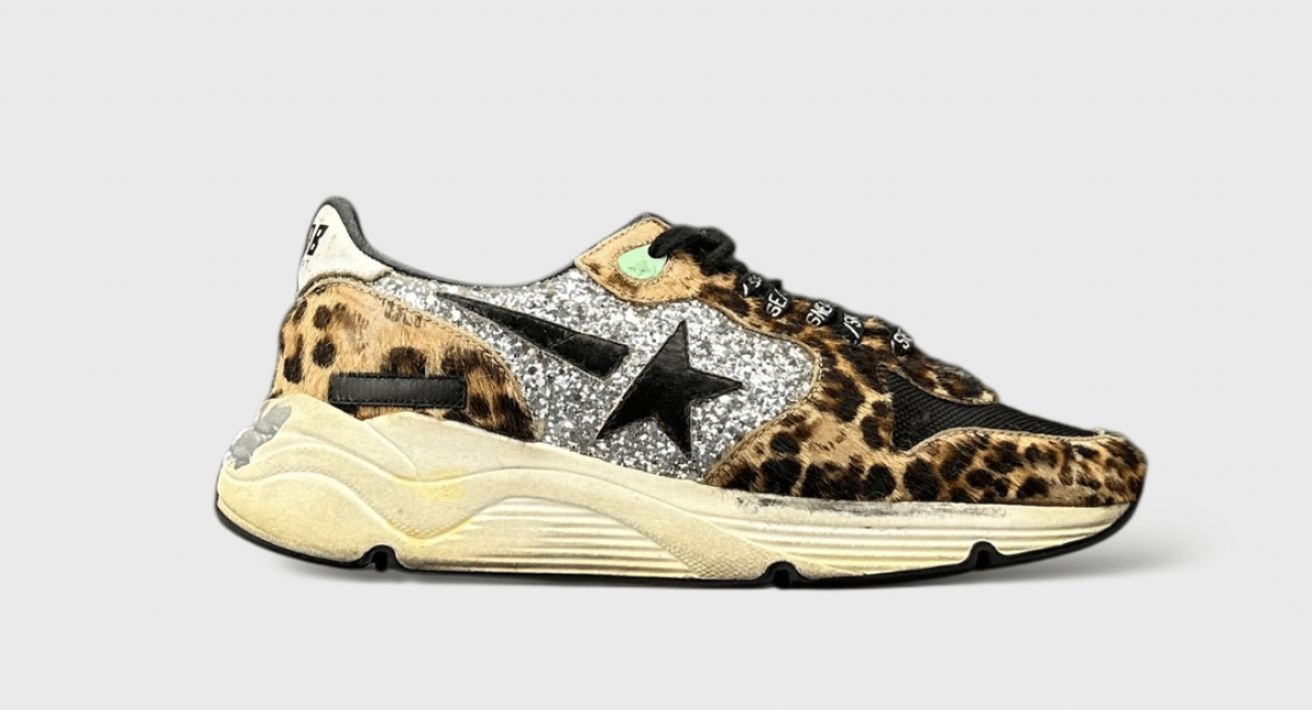 9749 Golden Goose Running Leopard/argent/vert 37