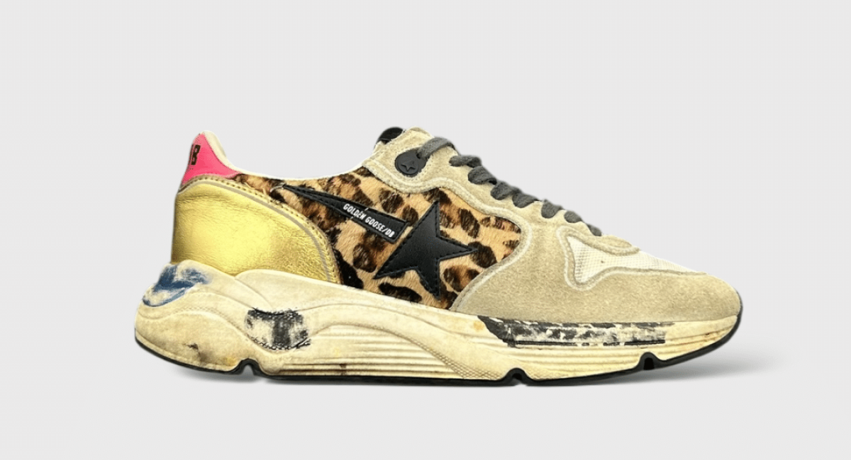 9084 Golden Goose Running Gris/Léopard/Or 39