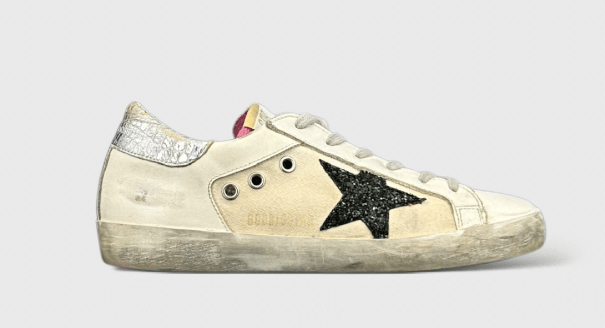 0000000047 Golden Goose Super Star Blanc/Noir/Argenté/Paillette 37