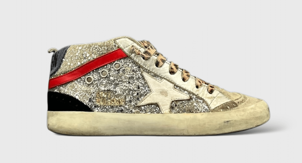 0000000300 Golden Goose Mid Star Argenté/Paillette 36