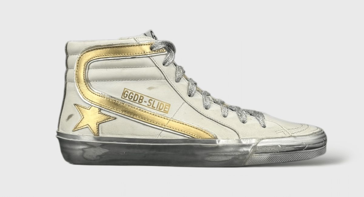 0000000279 Golden Goose Slide Blanc/Or/Argenté 38