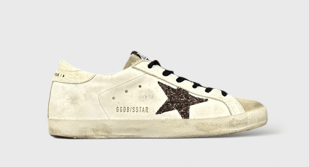 9771 Golden Goose Superstar Blanc/beige/Marron/Paillette 38