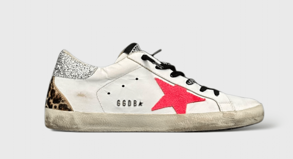10361 Golden Goose Super blanc/rose/leopard/argent 38