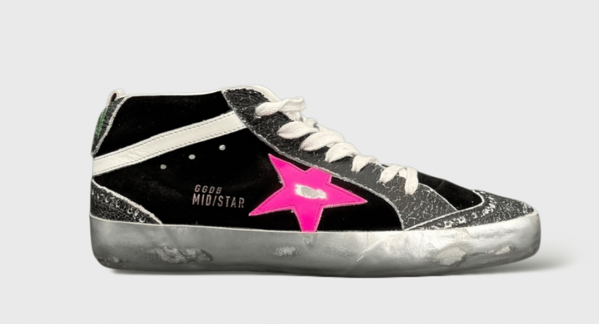 0000000546 Golden Goose Mid Star Noir/Argenté/Rose 37
