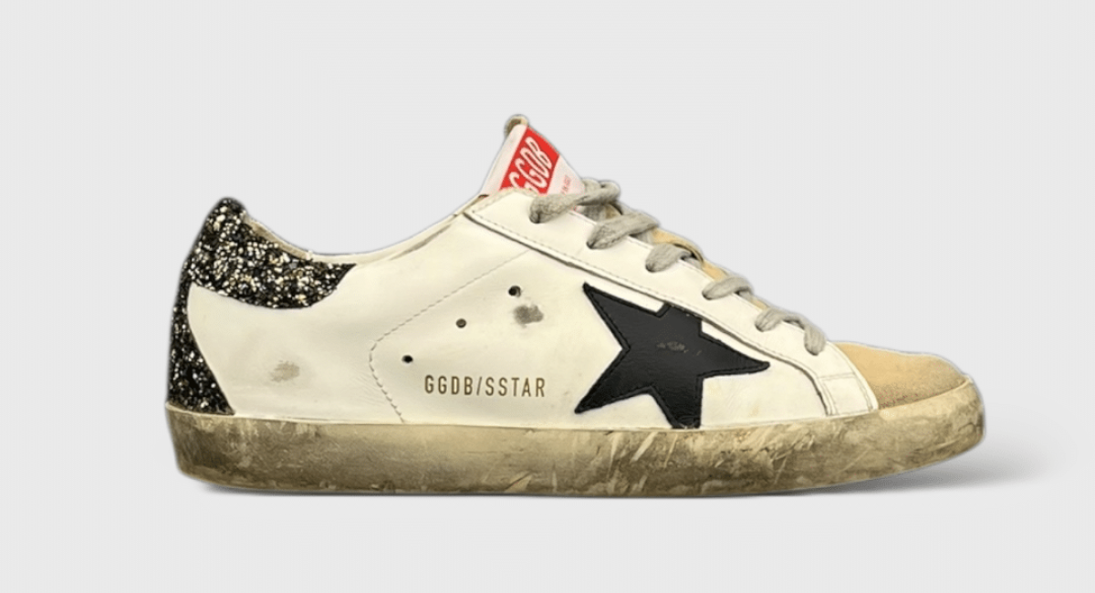 0000000588 Golden Goose Super Star Blanc/noir/paillette 37