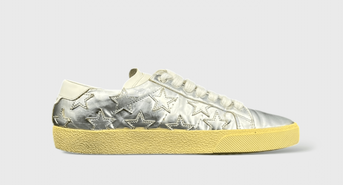 0000000524 Yves Saint Laurent court classique Argenté/Blanc/Jaune 37