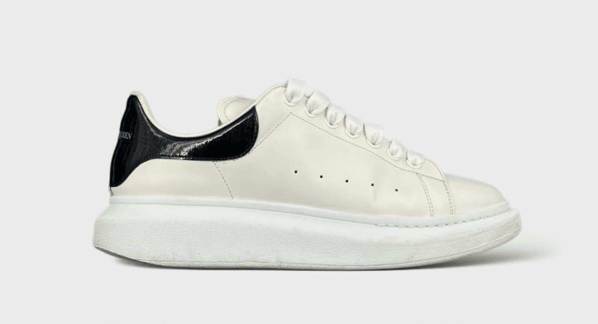 9225 Alexander Mcqueen Oversize Blanche Noir Vernis 43,5