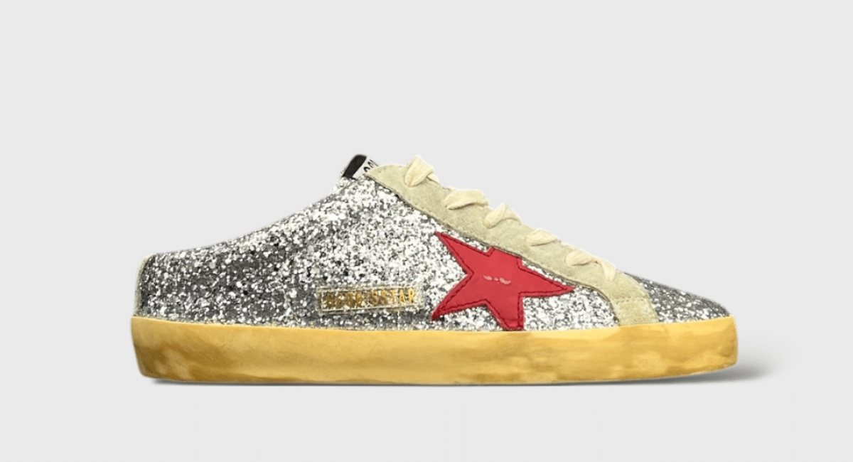 0000000415 Golden Goose Super Star Gris/Paillette/Argenté/Rouge 37