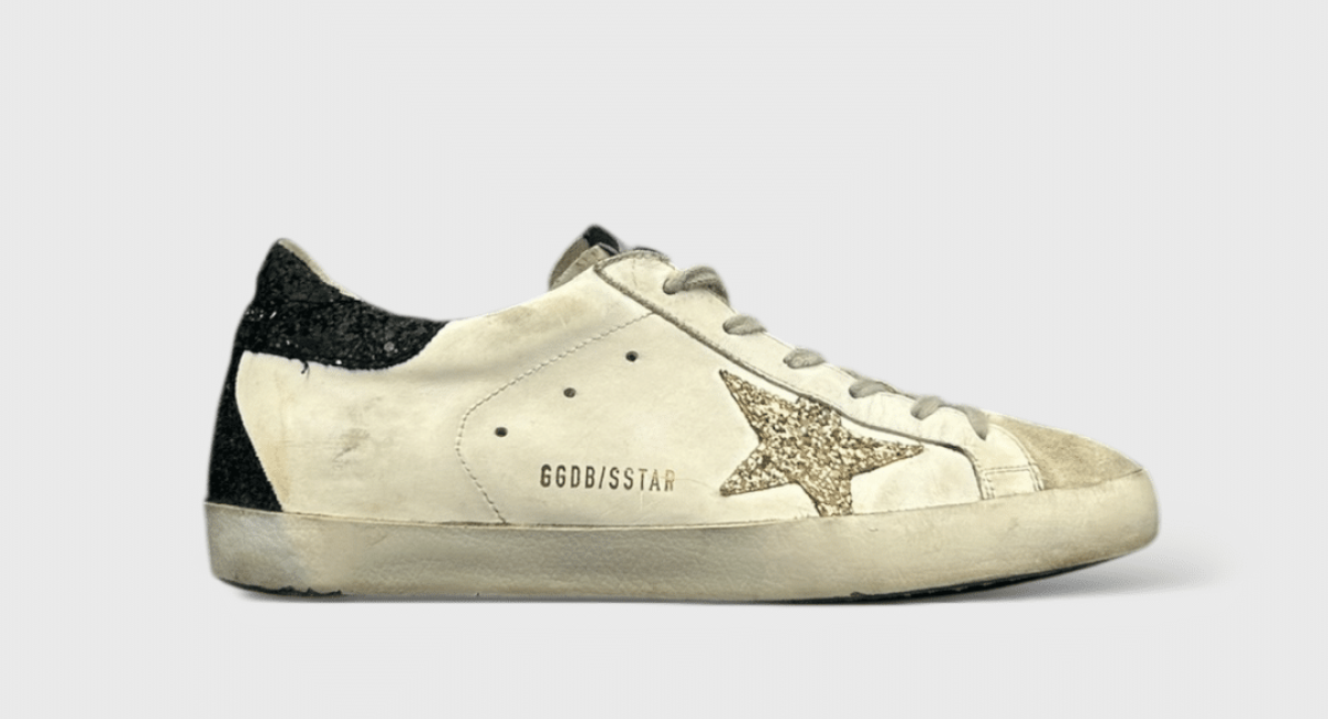 9076 Golden Goose Superstar Blanc/Or/Paillette/Noir 40