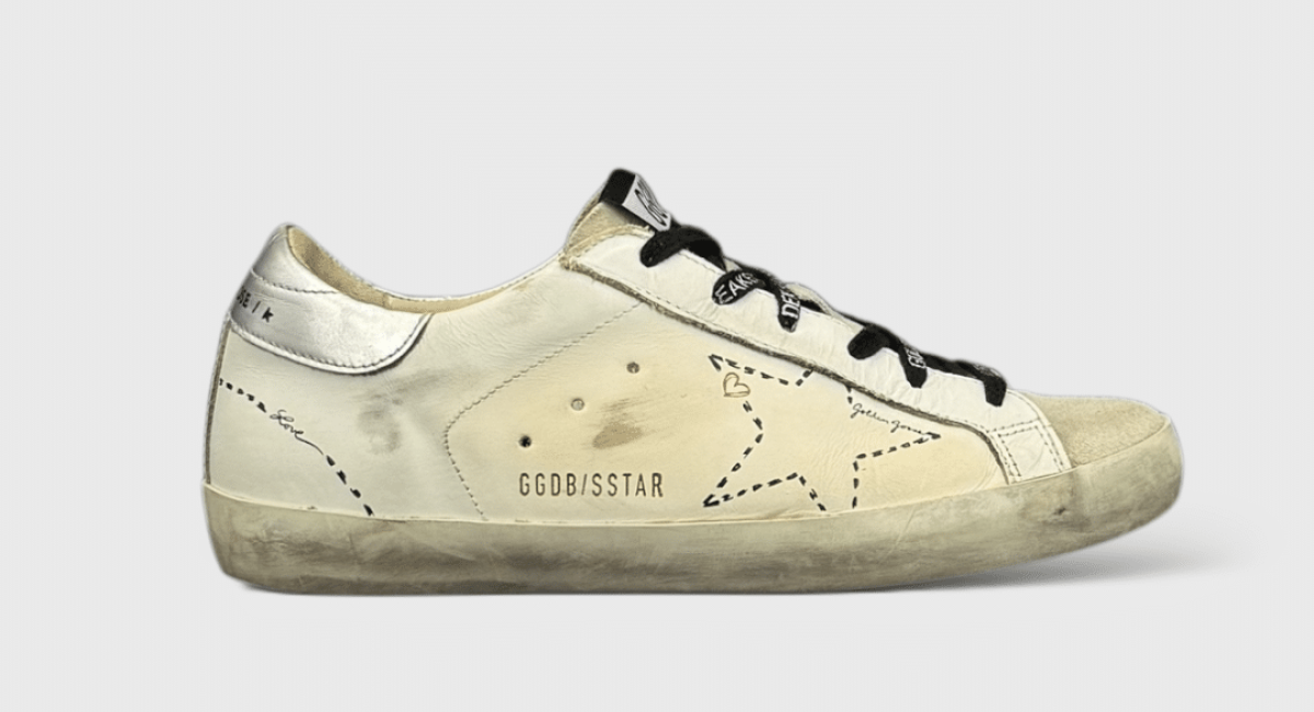 0000000349 Golden Goose Super Star Blanc/Argenté/Noir 37