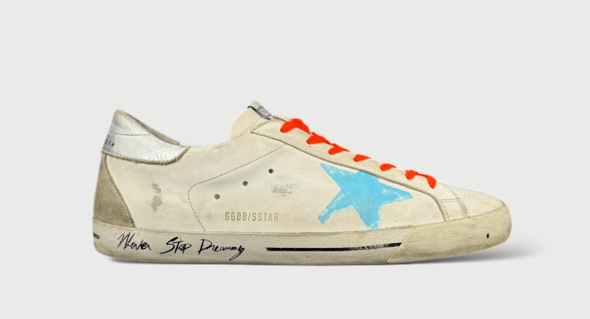 0000000335 Golden Goose Super Star Blanc/Bleu/Argenté 45