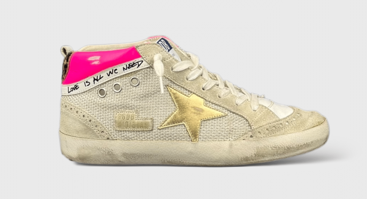 0000000809 Golden Goose Mid Star Beige/Or/Rose 36