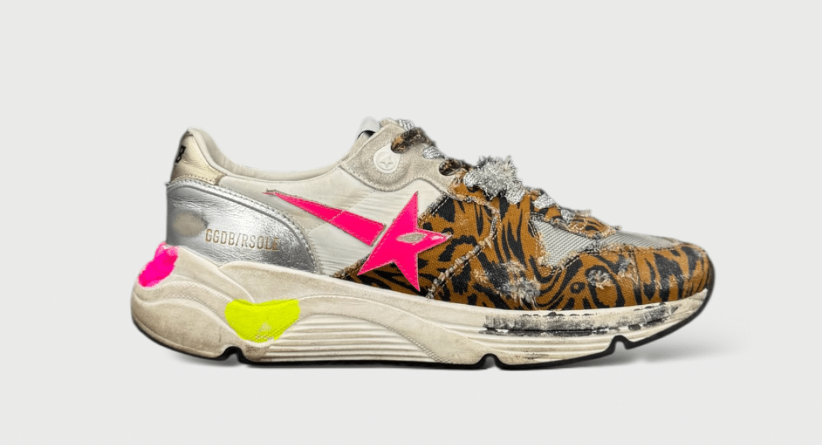 8615 Golden Goose Running Léopard Rose/Argentée/Beige 40
