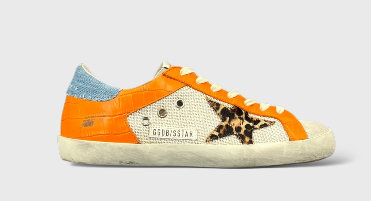 10184 Golden Goose Super Star Blanc/Orange/Bleu/Léopard 39