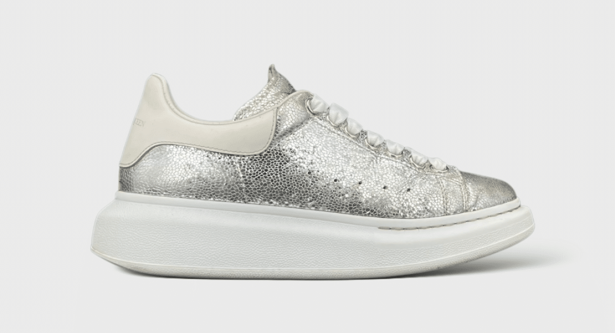 7656 Alexander McQueen Oversize Argenté/Blanc 38