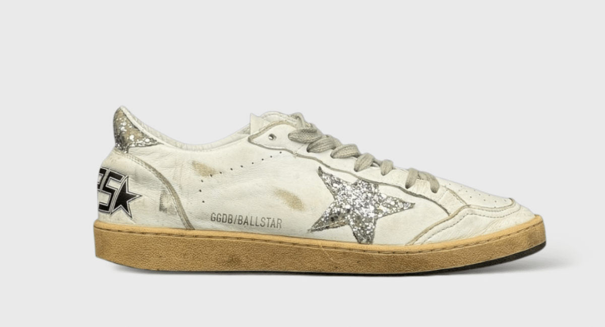 0000000333 Golden Goose Ball Star Blanc/Argenté/Paillette 40