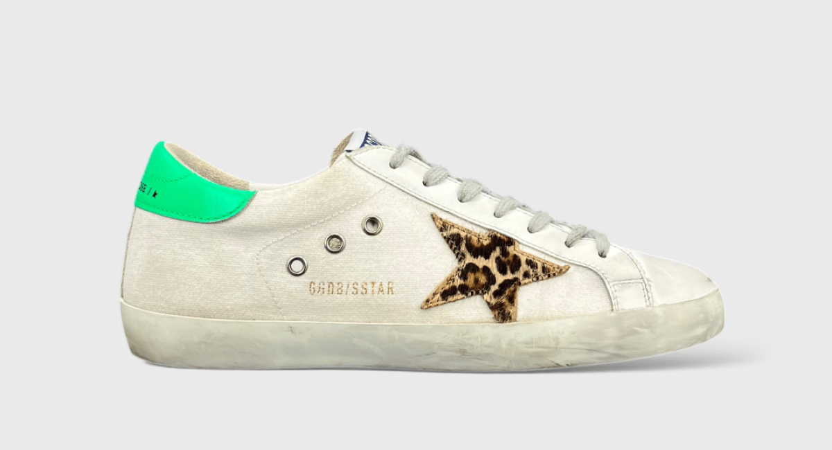 Golden Goose Superstar blanche/léopard/verte 41