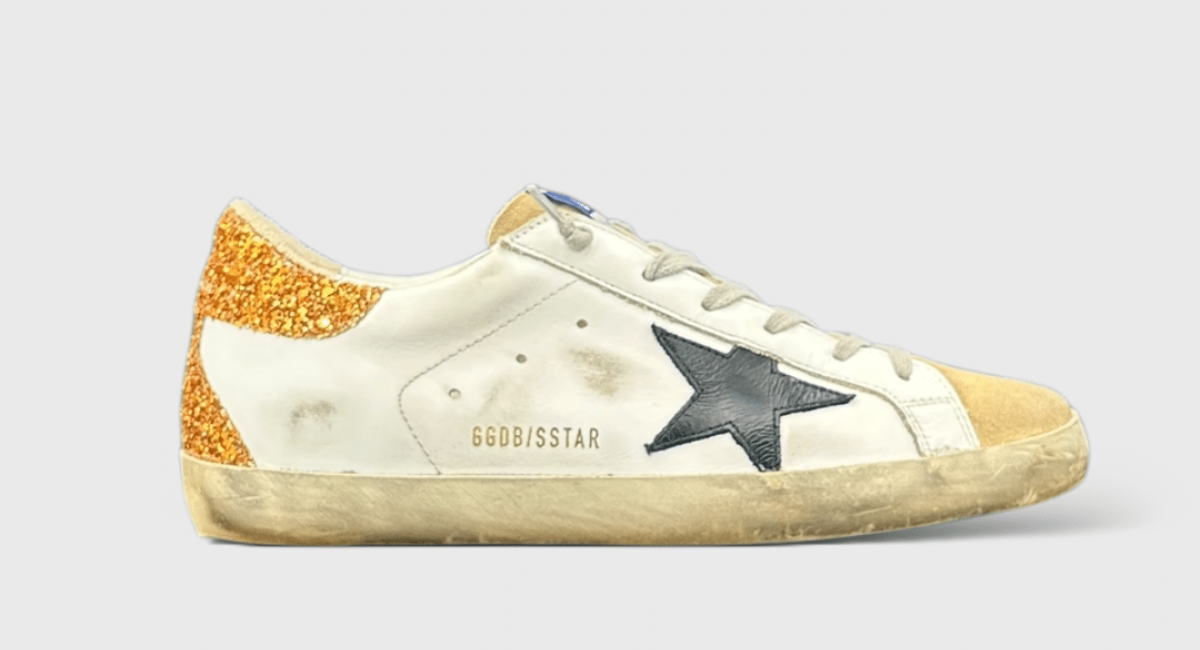 V10657 Golden Goose Superstar Blanc/Marron/Bronze/Paillette 39