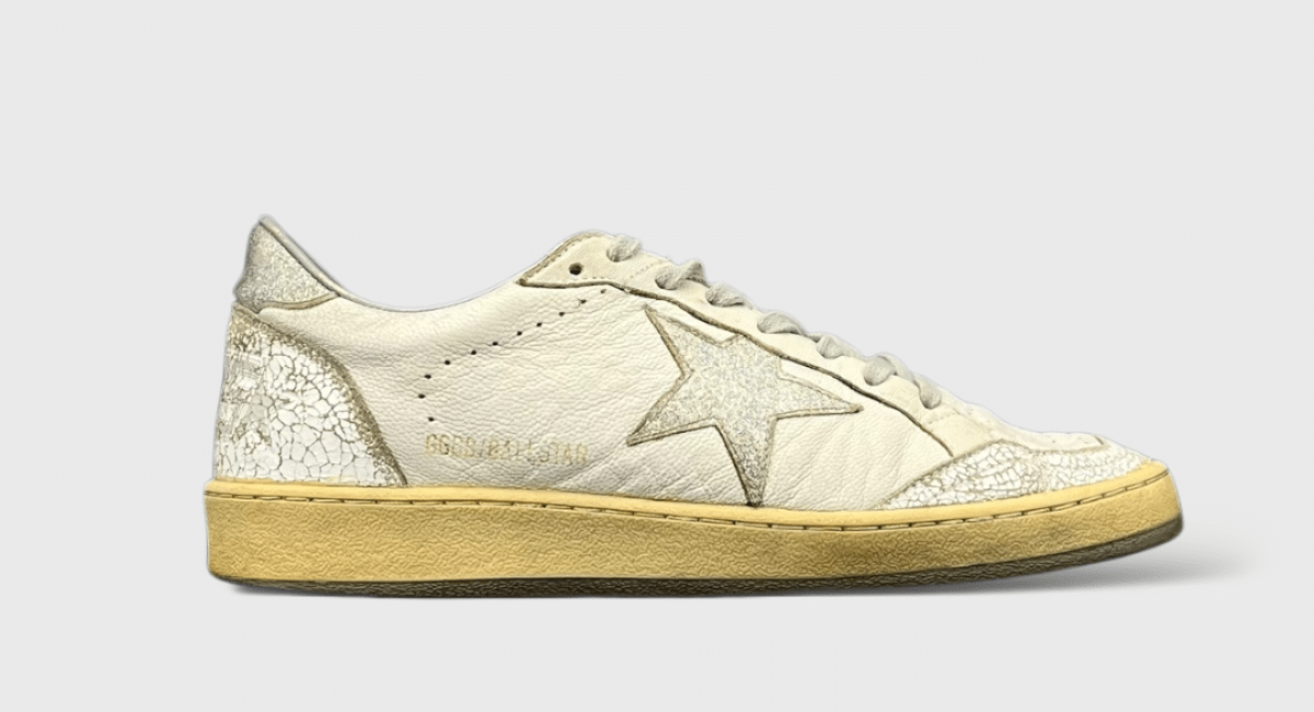 0000000372 Golden Goose Ball Star Blanc/Paillettes/Argenté 38