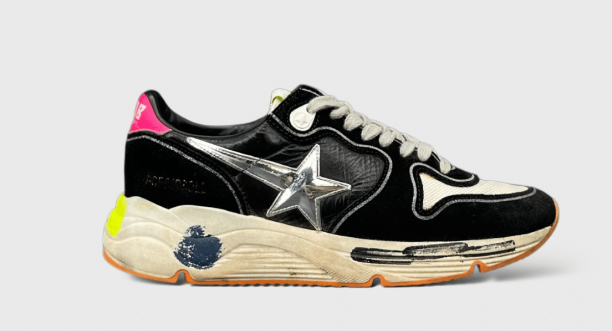 0000001077 Golden Goose Running Noir/Argenté 35