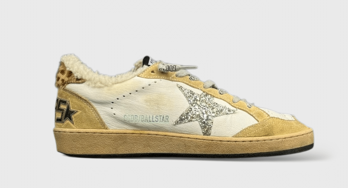 10417 Golden Goose Ballstar Blanc/Léopard/Moumoutte 37