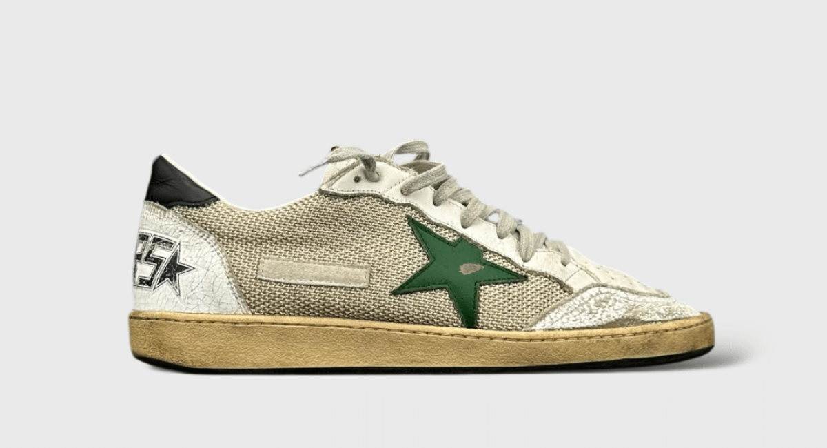0000000414 Golden Goose Ball Star Blanc/Beige/Vert/Argenté 44