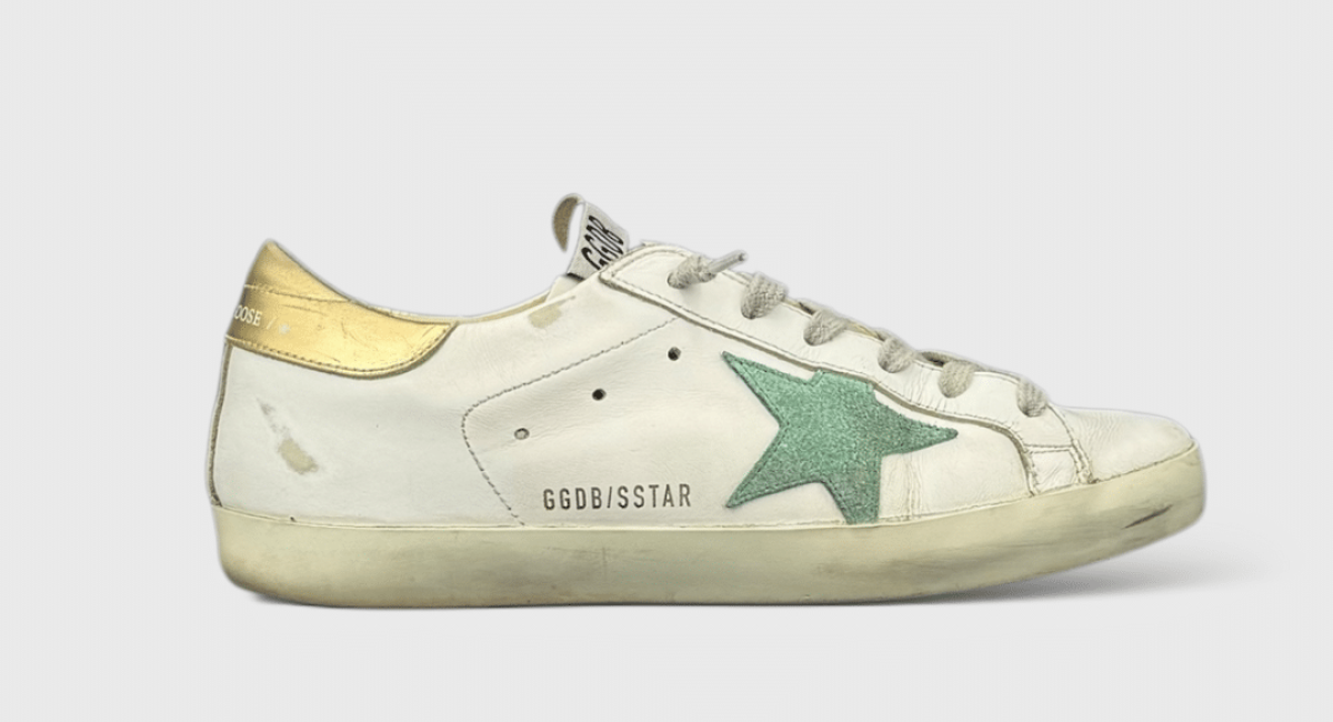 0000000329 Golden Goose Super Star Blanc/Vert/Or 38