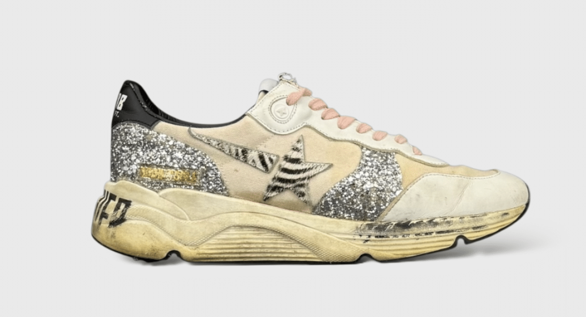 0000000669 Golden Goose Running Argenté/Paillette/Beige/Tigre 39