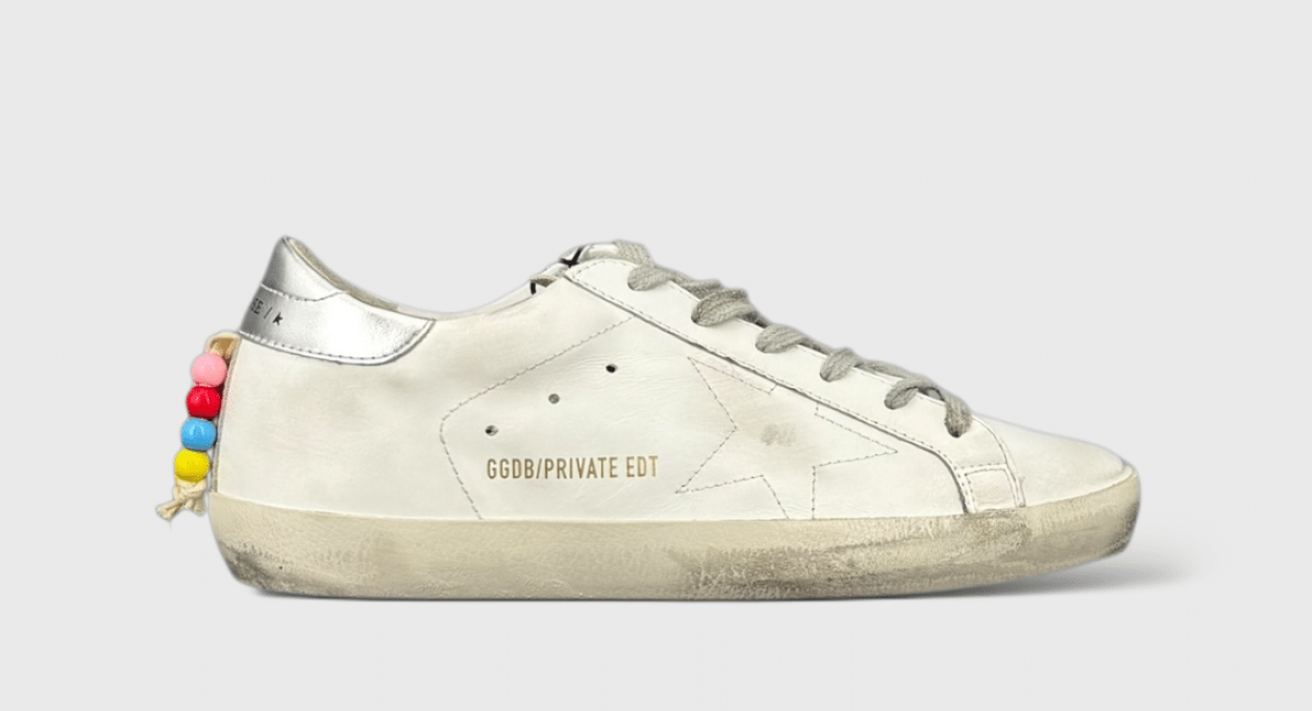 9201 Golden Goose Superstar blanche/ argent/ grigri multicolore 39