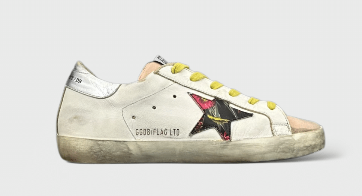 0000000652 Golden Goose Super Star Blanc/jaune/fleur 37
