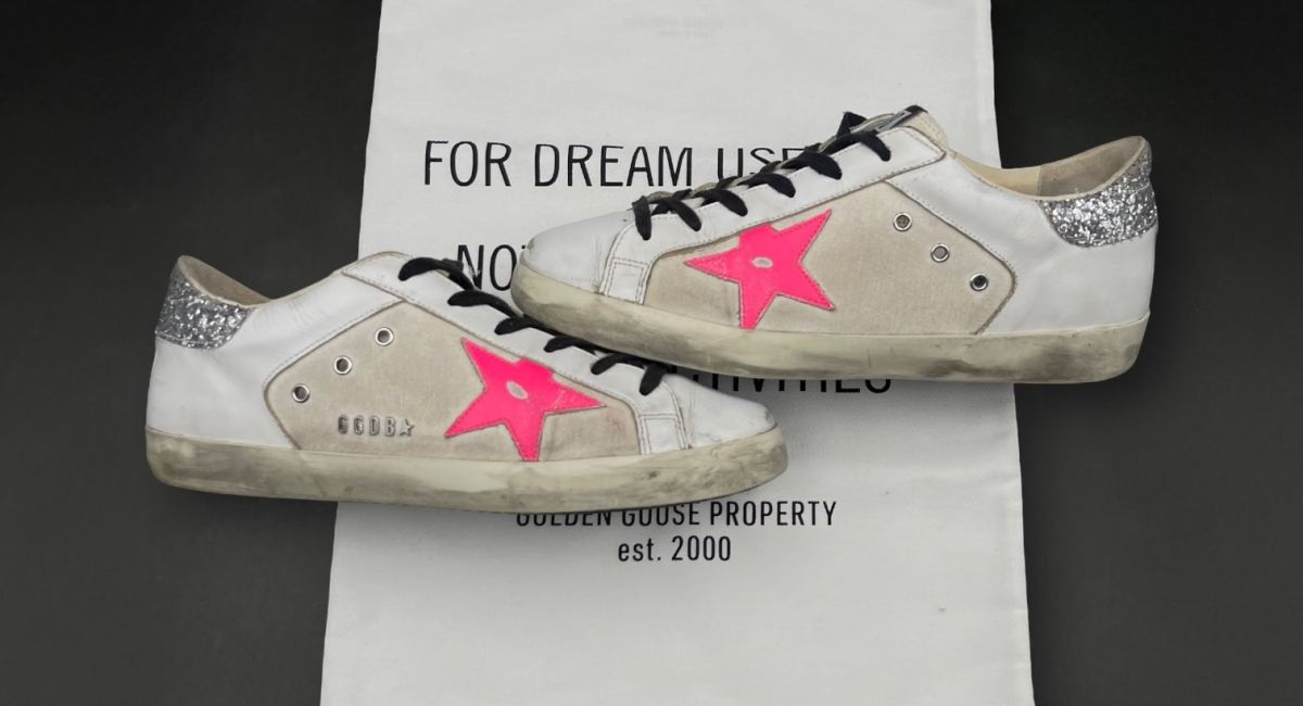 Golden goose superstar blanche/rose/paillette 39