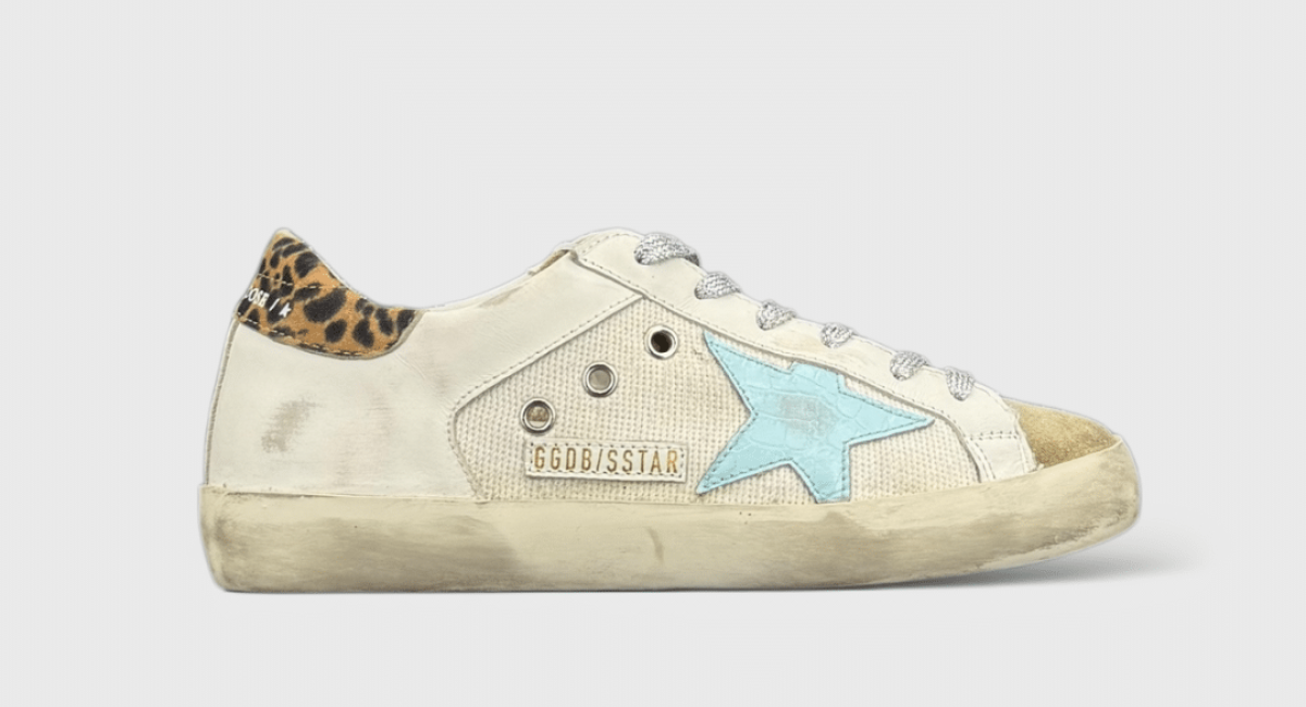0000000483 Golden Goose Super Star Blanc/Léopard/Bleu 35