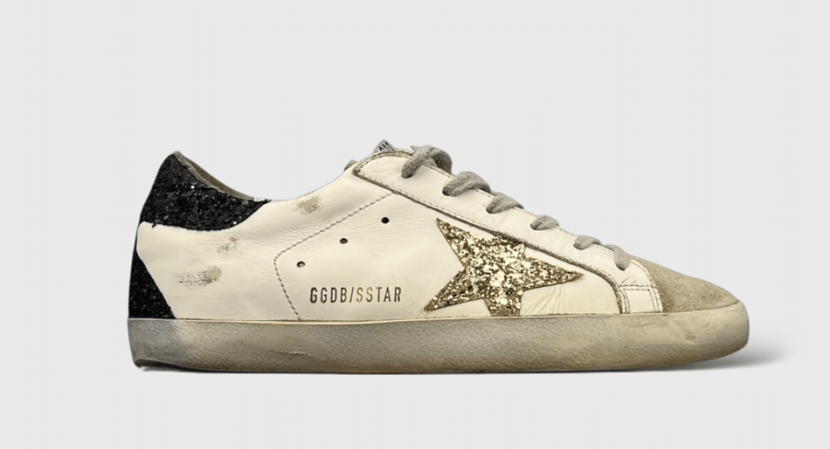 0000000399 Golden Goose Super Star Blanc/Noir/Or/paillettes 37