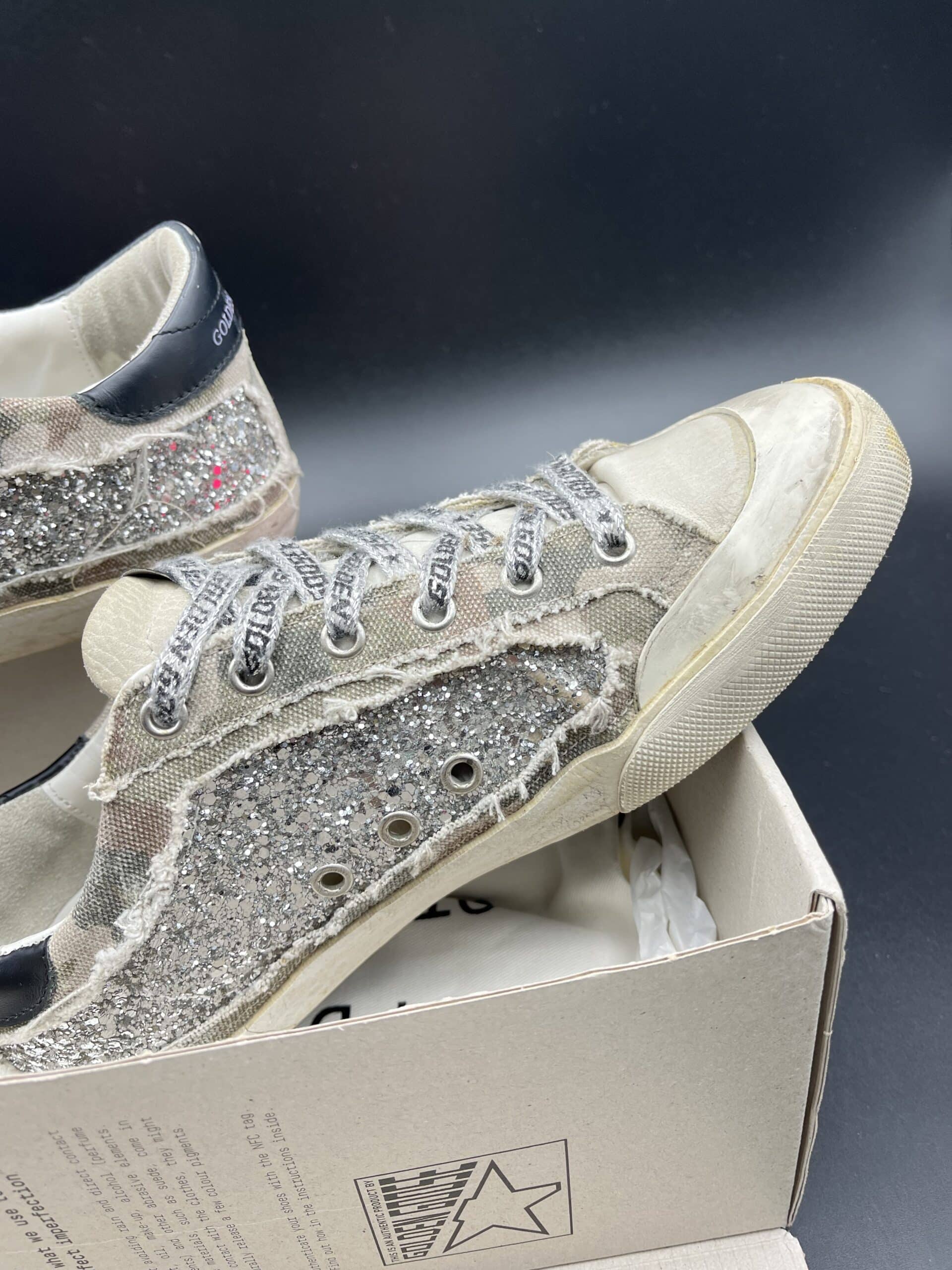 Golden Goose Super Star Military khaki Pink Sequin Size 39