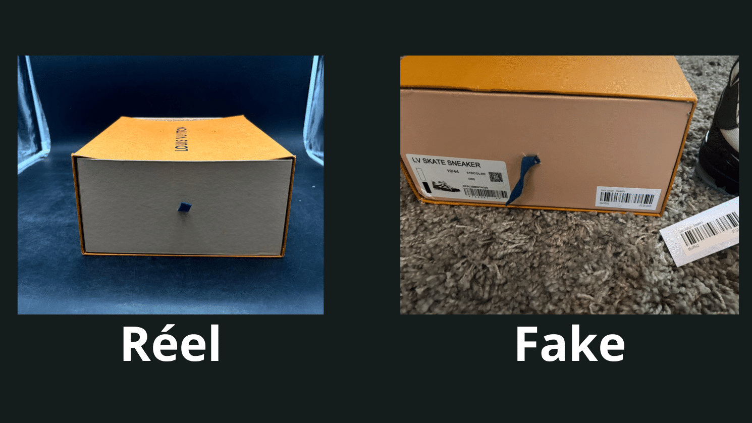 Réel Fake LV Skate boite