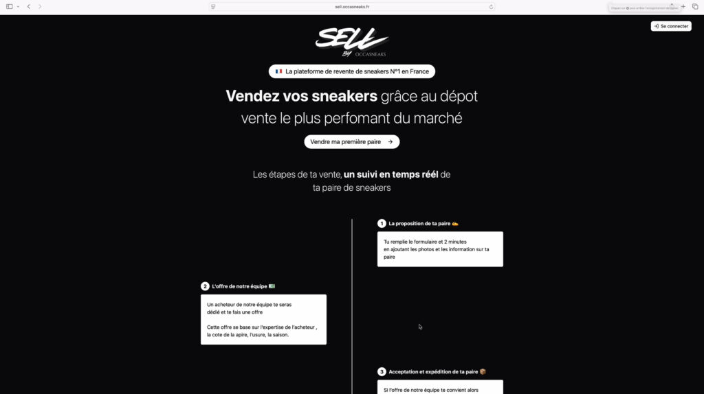 page accueil sell by Occasneaks